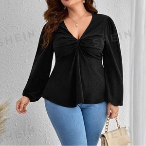 Plus - VNeck Twist Blouse - 3X